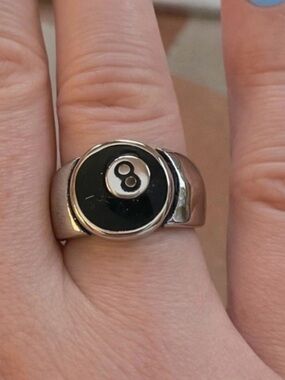 Silver 8 Ball statement ring